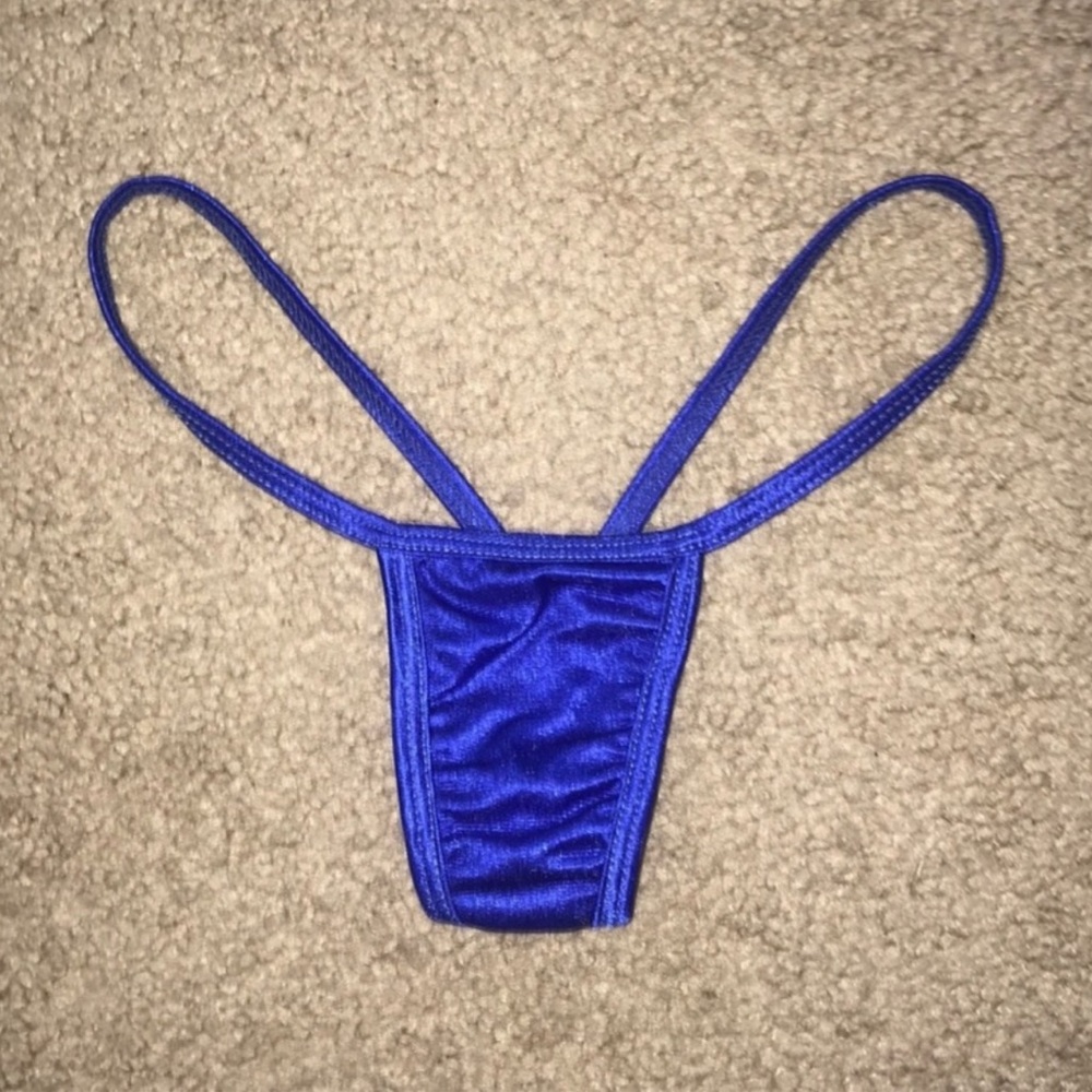 Royal blue stripper thong